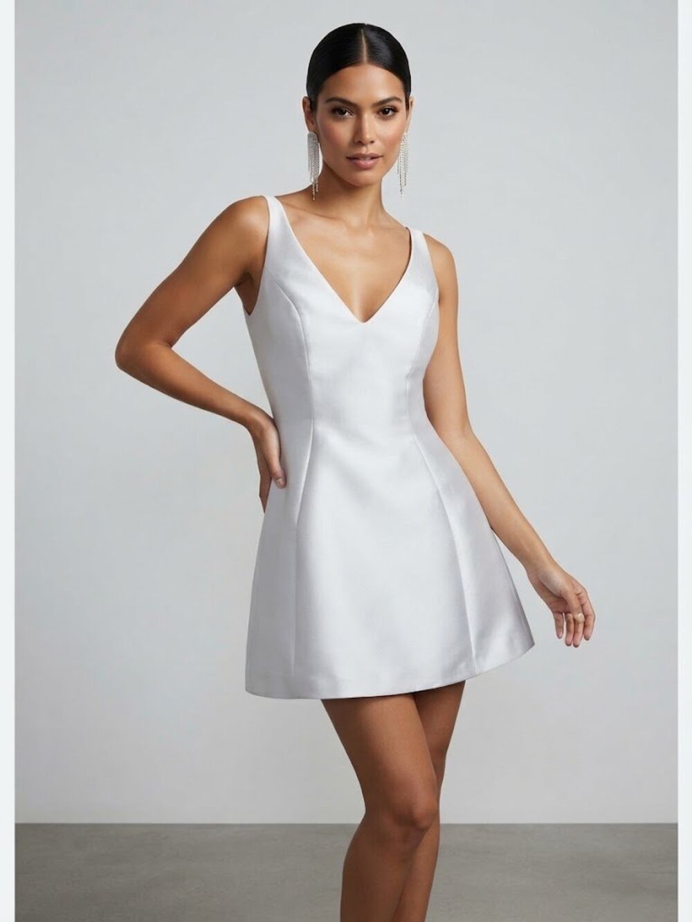 Amanda Uprichard Verity Mini Dress in Silver Size Medium NWT